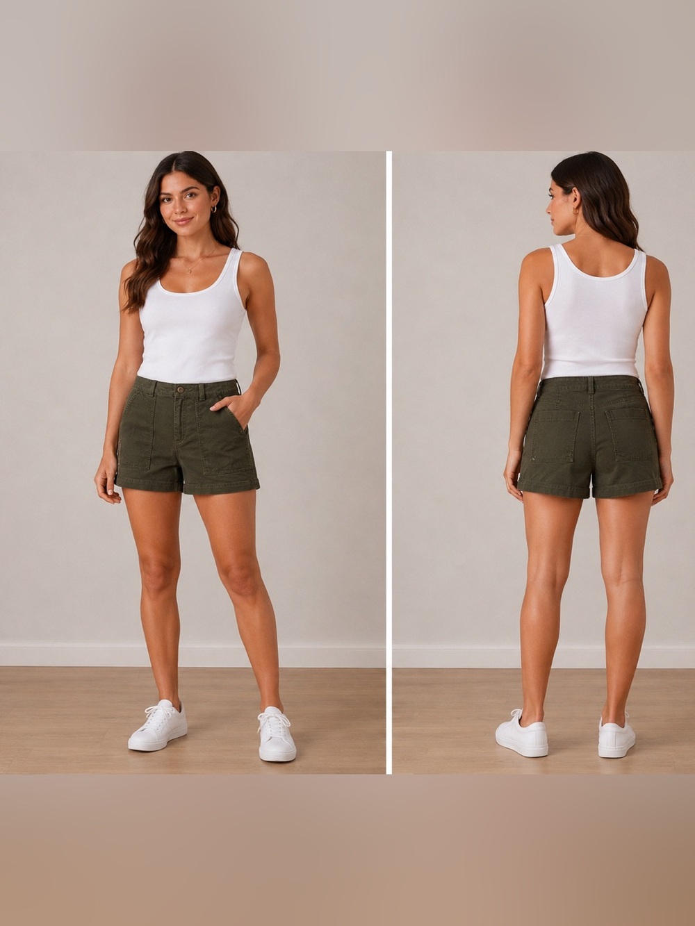 Alpine Design Vintage Olive Green High-Rise Utility Shorts Size 6 NWT